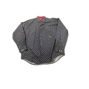 Vintage 90s Tommy Hilfiger Crest Nautical Anchor AOP Shirt Large Navy